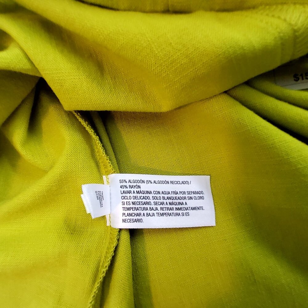 A New Day Lime Green Mini Skirt Elastic Waist Medium Size Cotton & Rayon Blend - Picture 10 of 10